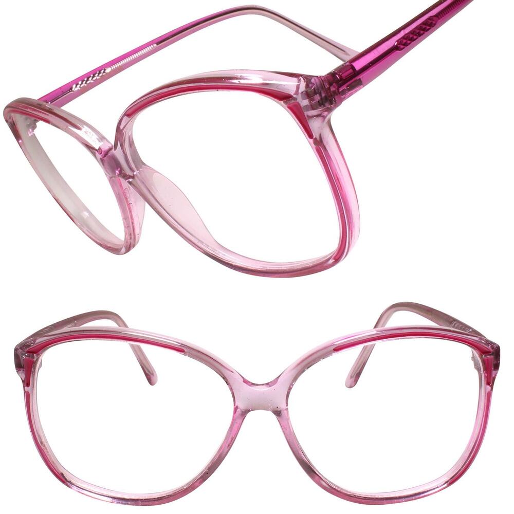 Classic Vintage Retro Old Fashioned Oversized Square Pink Clear Lens Eye Glasses